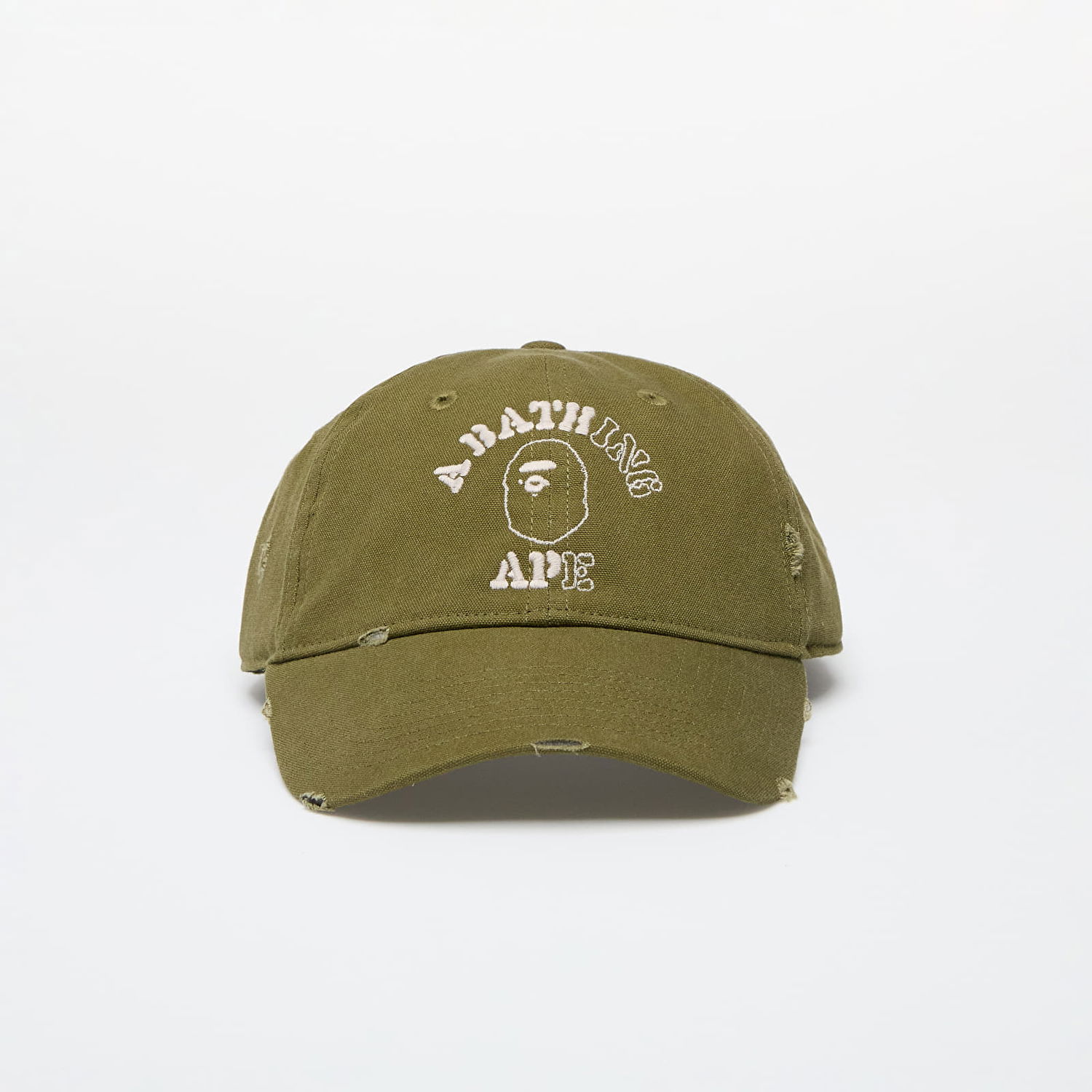 Šiltovka BAPE A BATHING APE Worn Out College Cap Olive Drab Zelené | 001CPK801304M OLD, 0