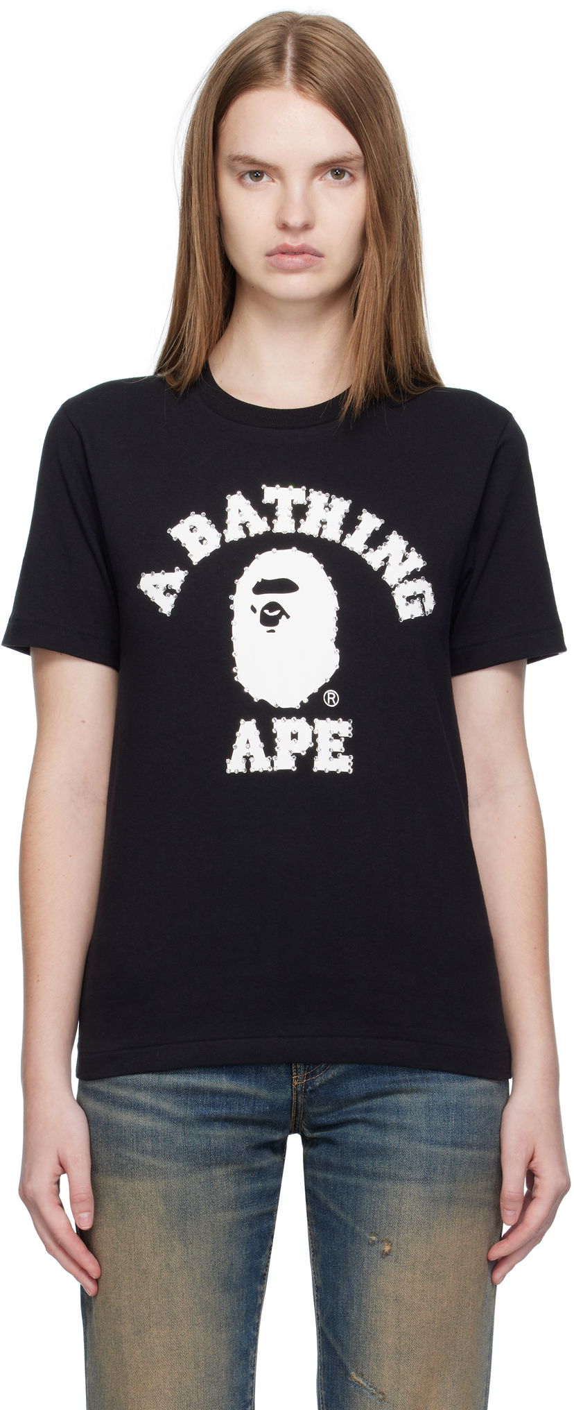 Tričko BAPE Crystal Stone College T-Shirt Čierna | 001TEL302064L