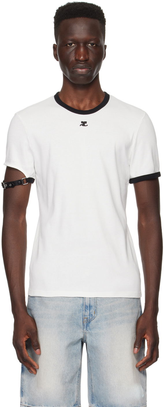 Tričko Courrèges White T-Shirt with Buckle Biela | 124JTS115JS0070