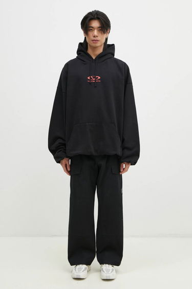Mikina VETEMENTS Oval Logo Cropped Boxy Hoodie Čierna | UA66HD600BR, 3