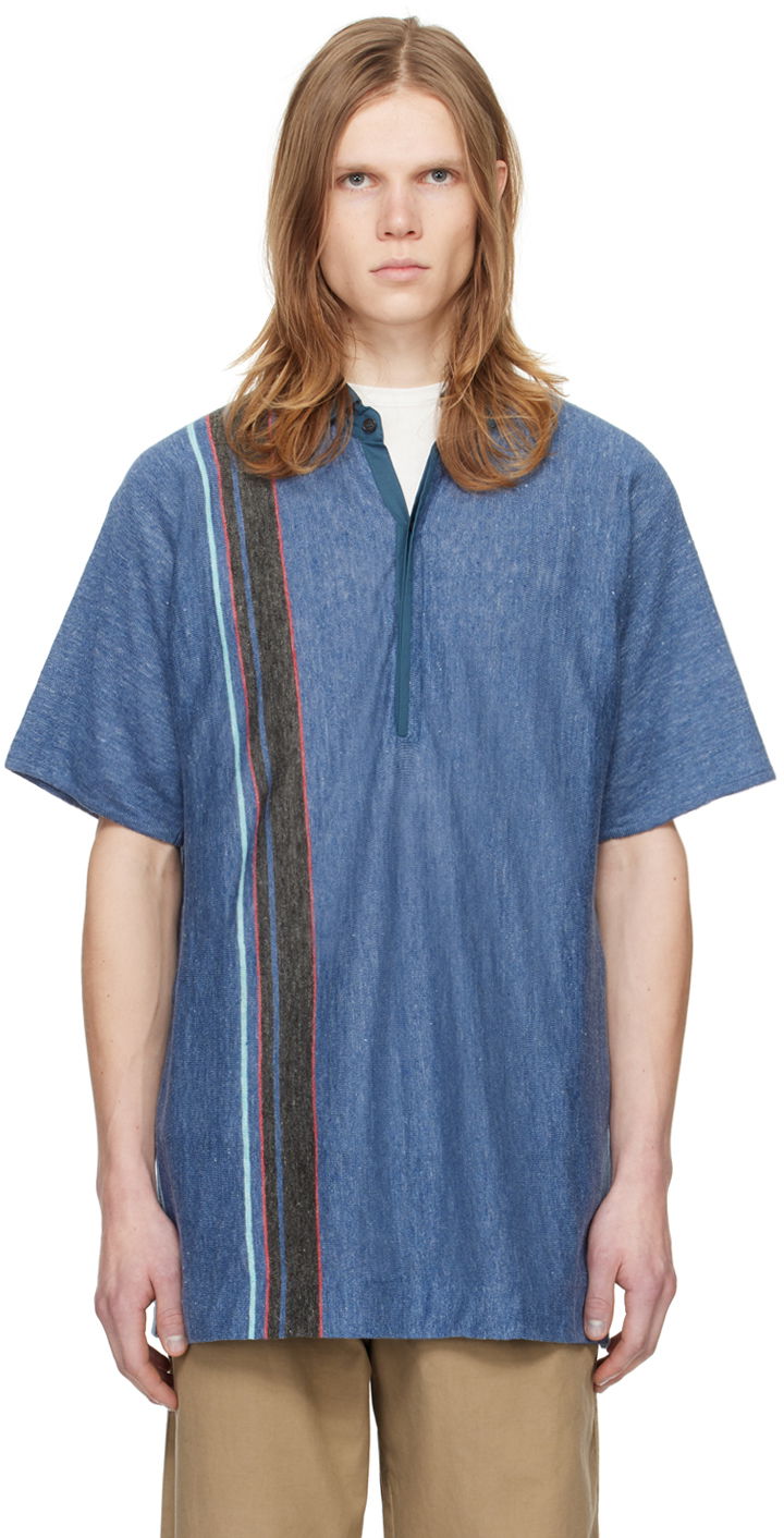 Polo tričko The Row Striped Linen Shirt Modrá | 531-Y713, 0