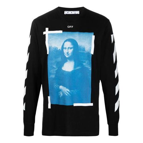 Tričko Off-White Long-Sleeve Mona Lisa Graphic Tee Čierna | OMAB001R21JER0021001