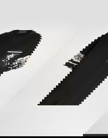 Tričko Dolce & Gabbana Cotton And Silk T-shirt With Floral Print Čierna | G8SB2TG7PZJN0000, 0