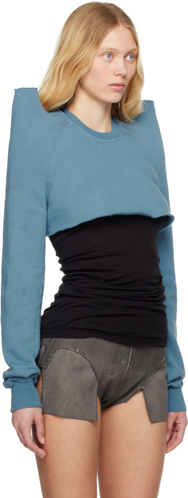 Sveter Rick Owens Rick Owens DRKSHDW Hollywood Cropped Sweatshirt Modrá | DS01E3213 F, 1