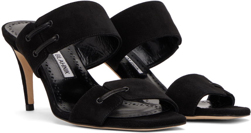 Manolo Blahnik Nebre Suede Heeled Mules