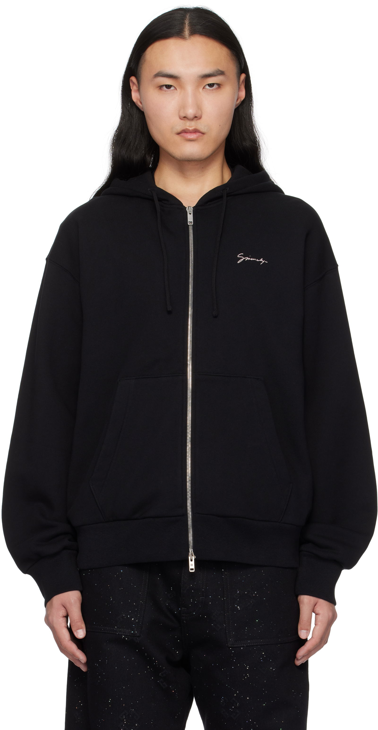 Print Zipped Hoodie