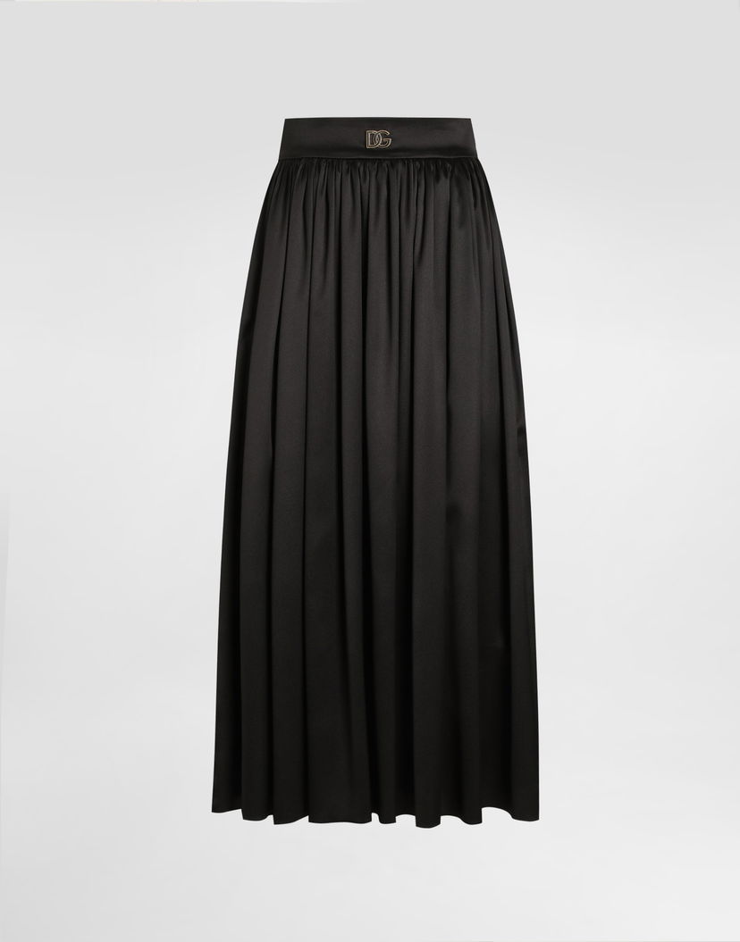 Sukňa Dolce & Gabbana Dolce & Gabbana Midi Satin Skirt With Metal Logo Čierna | F4CLNTGDDBLN0000