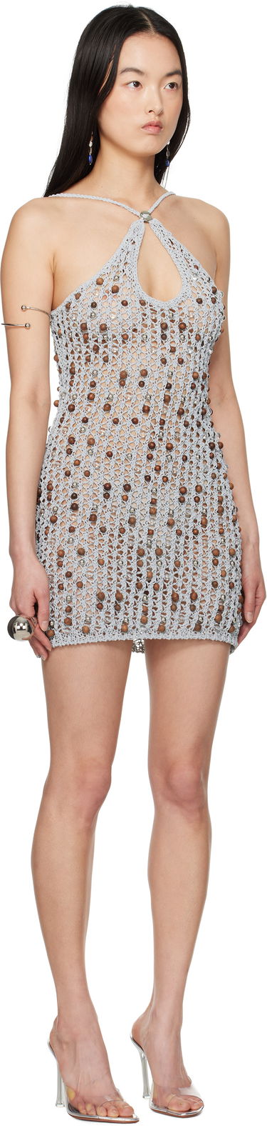 Šaty Coperni Coperni Beaded Knit Mini Dress Čierna | COPML130Y3013, 4