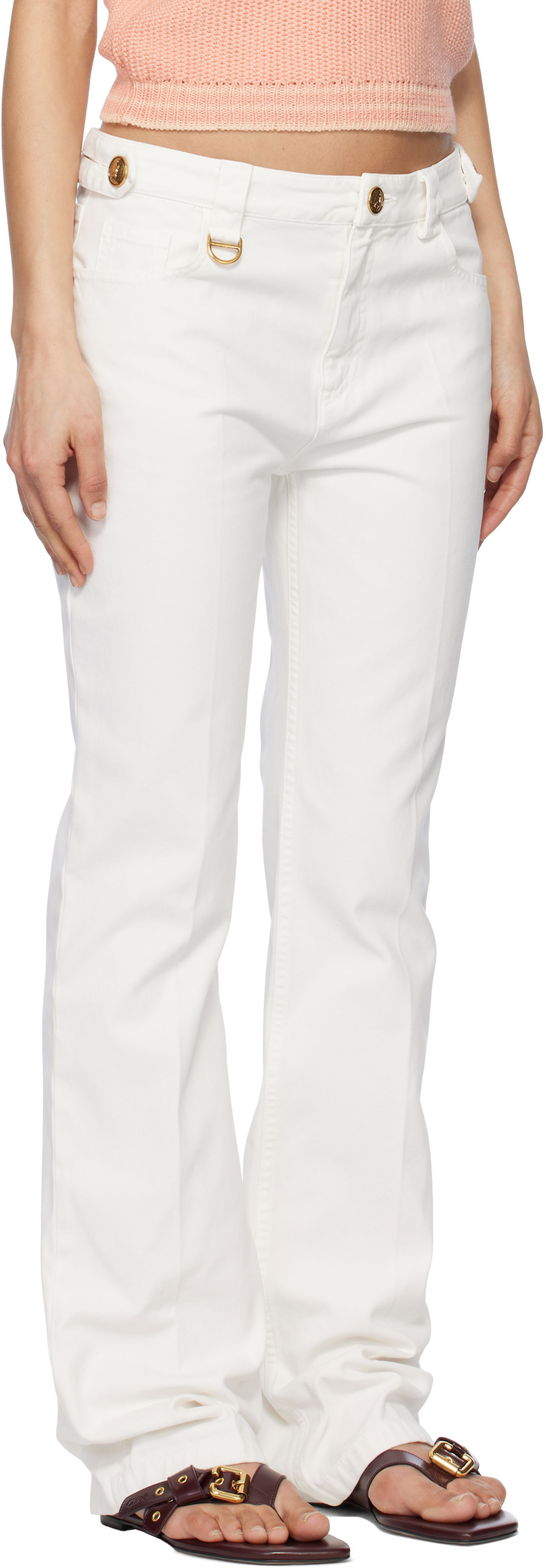 Nohavice CHLOÉ Chloé Straight Leg Pants Biela | CH25SPA12365, 1
