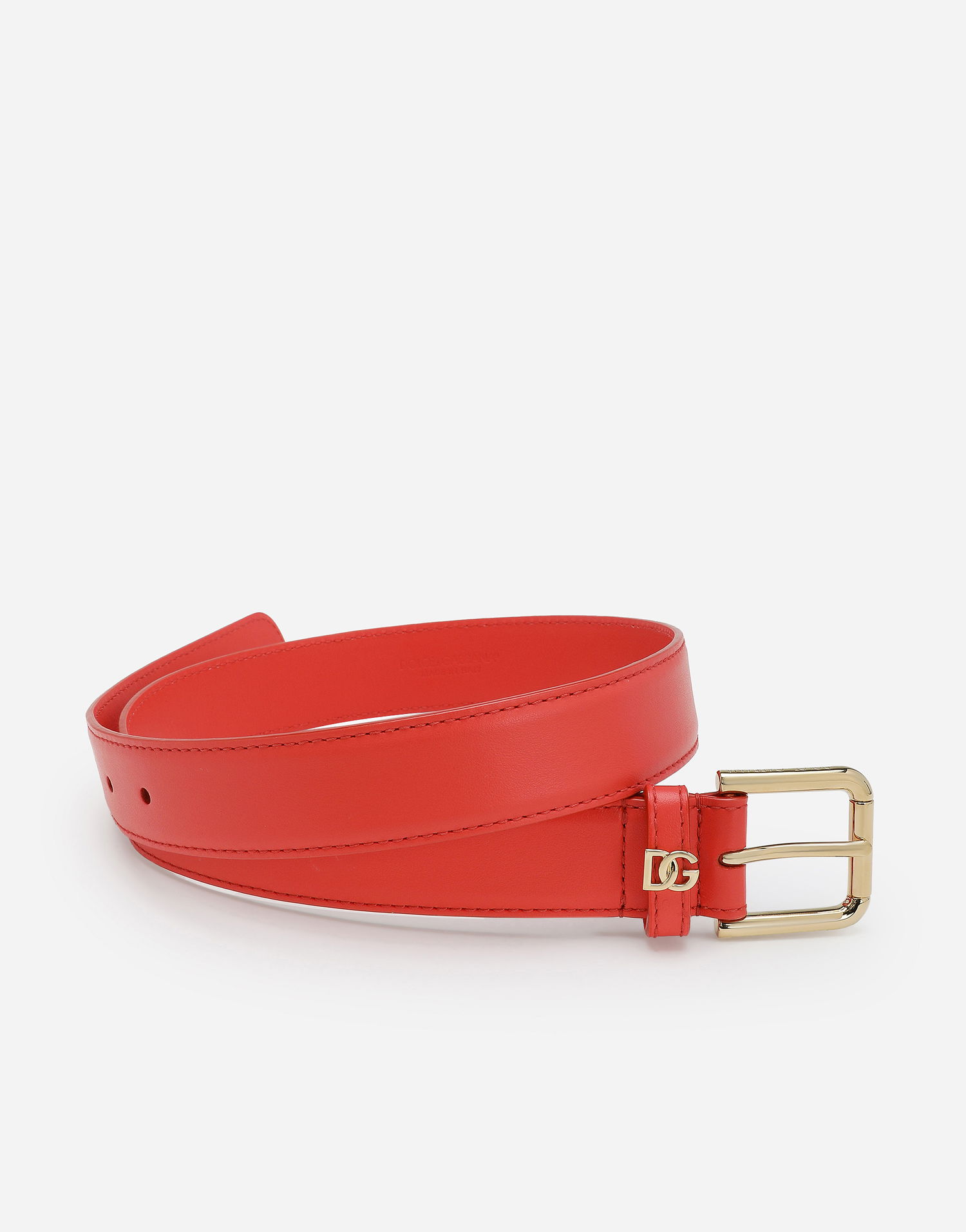Opasok Dolce & Gabbana Leather Belt With Logo Buckle Červená | BE1636AW57687550, 1