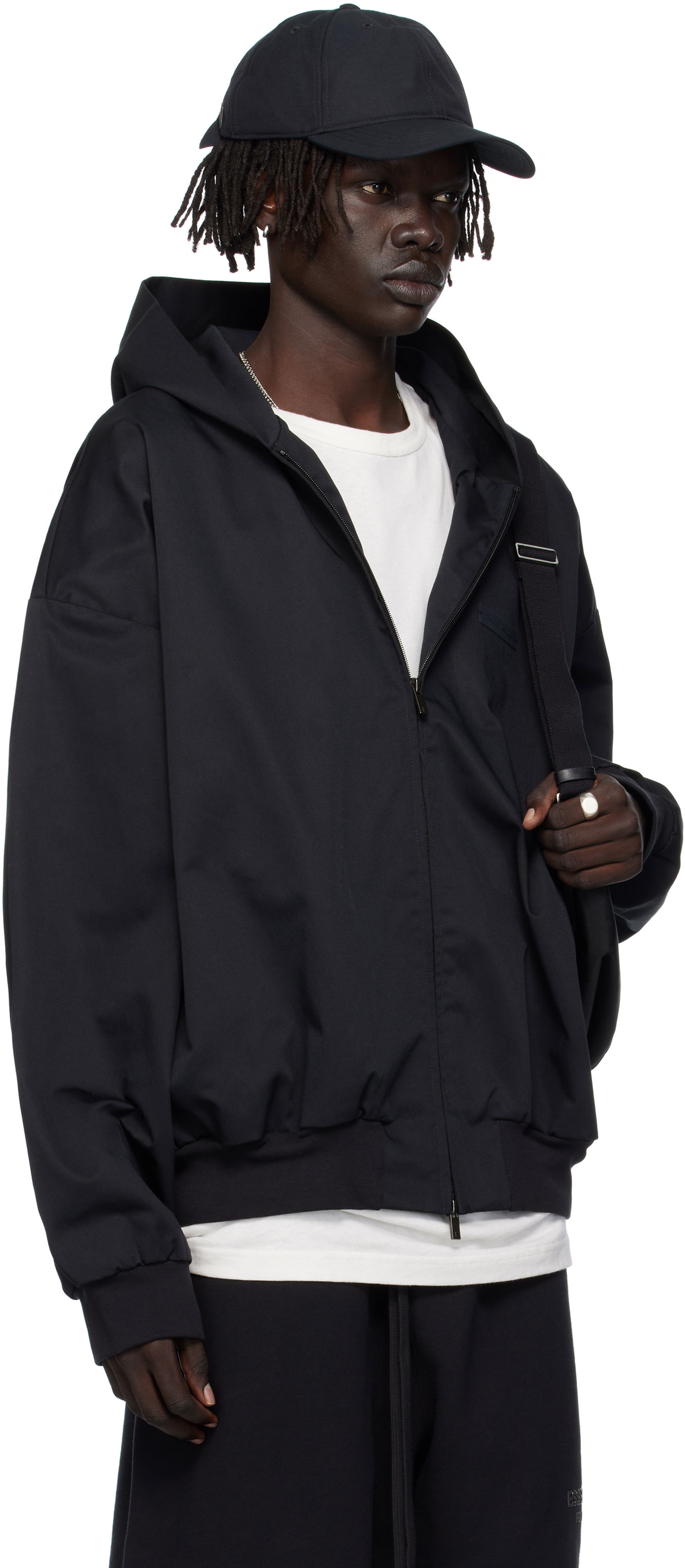 Bomber bunda Fear of God Fear of God ESSENTIALS Twill Hooded Bomber Jacket Čierna | 202SP258020F, 1