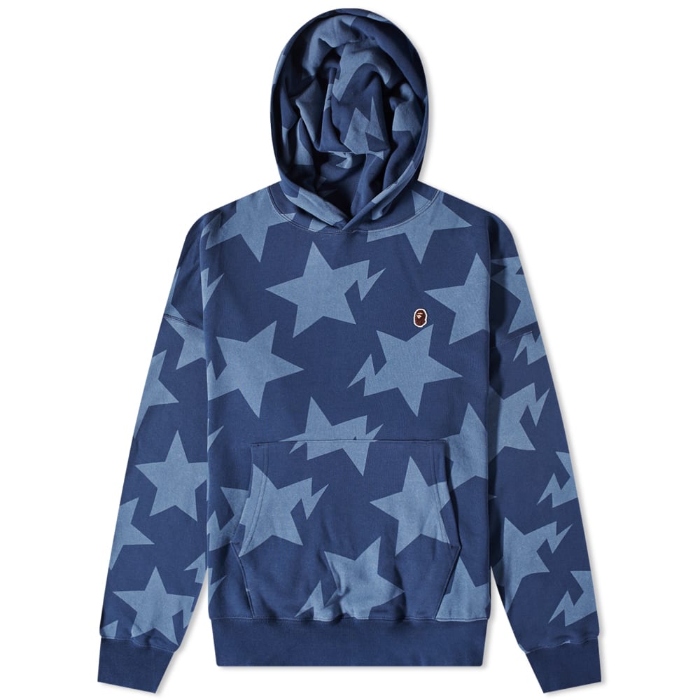 Mikina BAPE STA Pattern Loose Fit Pullover Hoodie Modrá | 001PPI301002M-ING, 0
