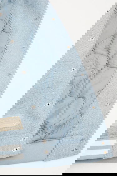 Bomber bunda AAPE by A Bathing Ape Main Universe Oversize Textured Varsity Patched Bomber Jacket Modrá | AAPJKM7742XAP, 5