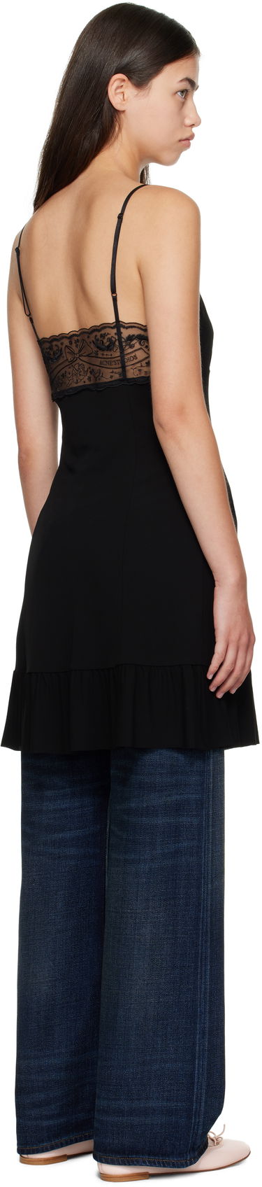 Šaty Acne Studios Lace-Trim Strap Minidress Čierna | A20829-, 2