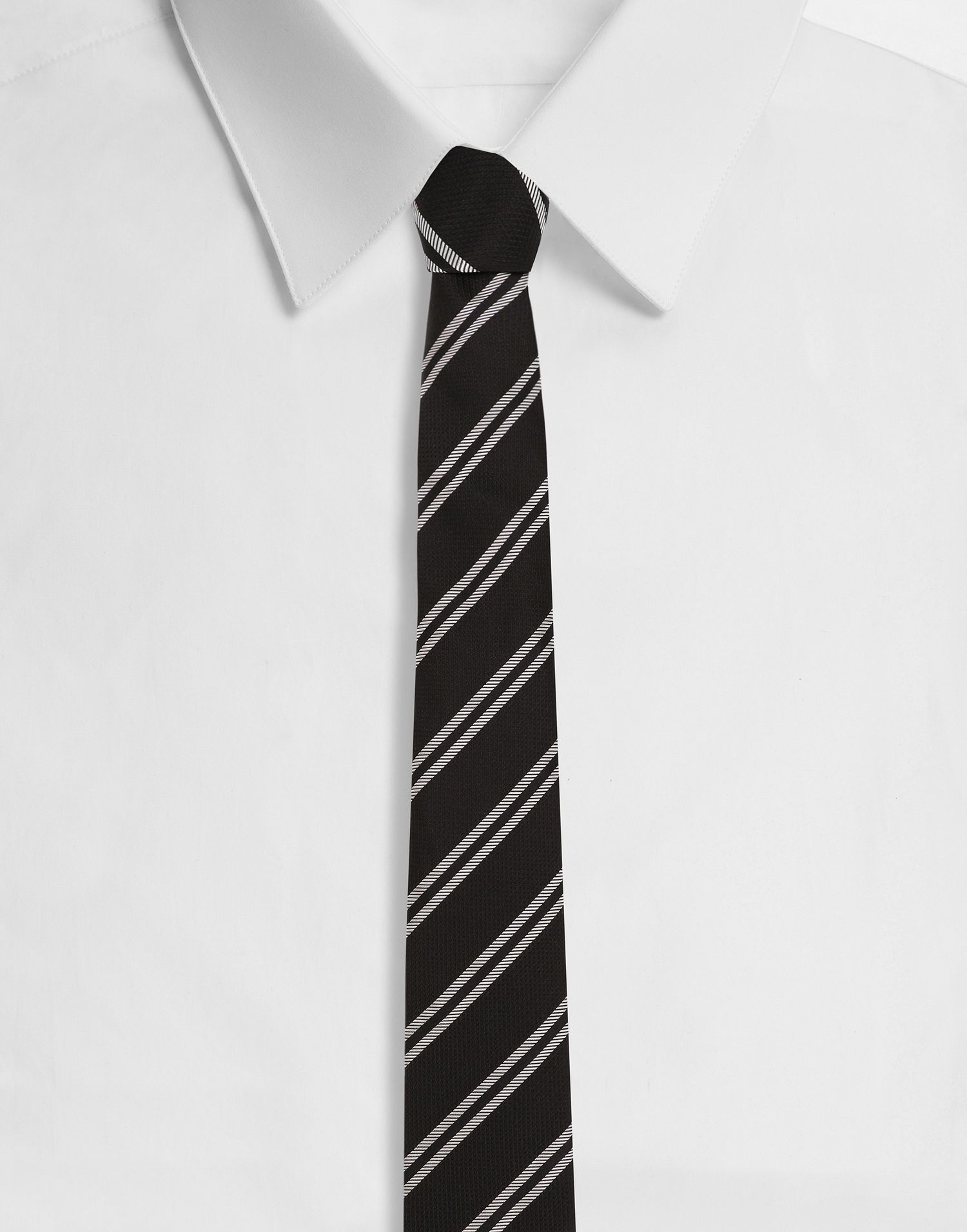 Doplnky Dolce & Gabbana Dolce & Gabbana Silk Jacquard Tie with Regimental Stripes Čierna | GT147EG0JRHN0004, 0