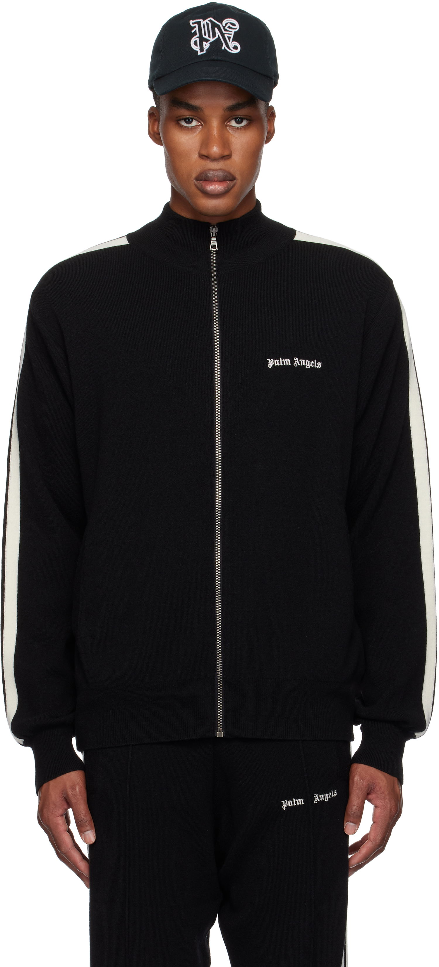 Bunda Palm Angels Wool & Cashmere Track Jacket Čierna | PMHA028F24KNI0011003, 0