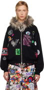 Chopova Lowena Faux Fur Trim Patchwork Zip Hoodie
