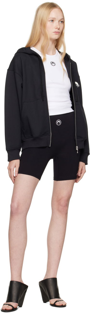 Mikina Marine Serre Marine Serre Moon Logo Fleece Zip-Up Hoodie Čierna | UST017B CJER0075, 3