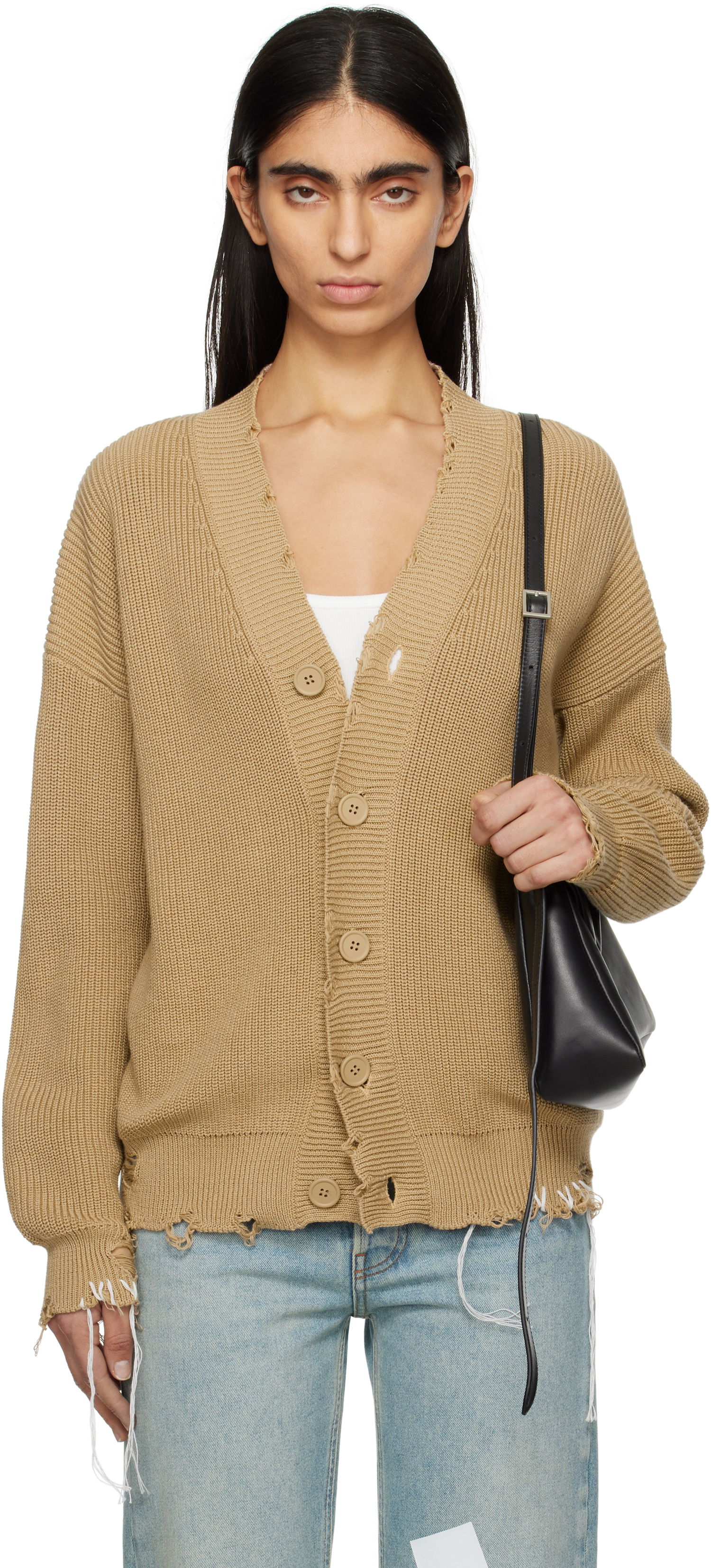 Sveter Maison Margiela MM6 Maison Margiela Eaten Knit Cardigan Béžová | SH0HP0008 M13089, 0