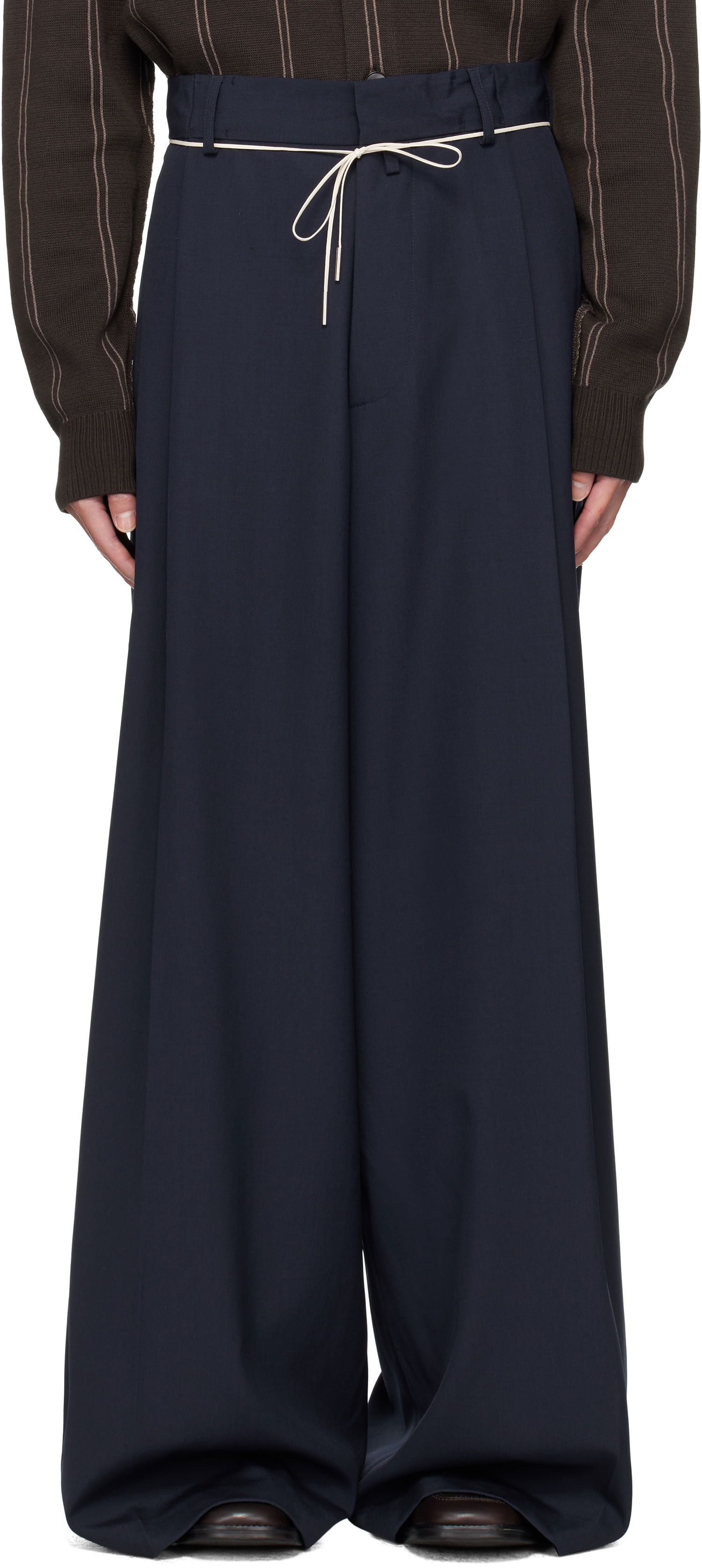 Nohavice Dries Van Noten Dries Van Noten Drawstring Trousers Navy | 252-020915-2057, 0