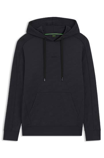 Mikina BOSS Regular-fit Hoodie with Quilted Jacquard, Drawstring, and Kangaroo Pocket Čierna | 50549721