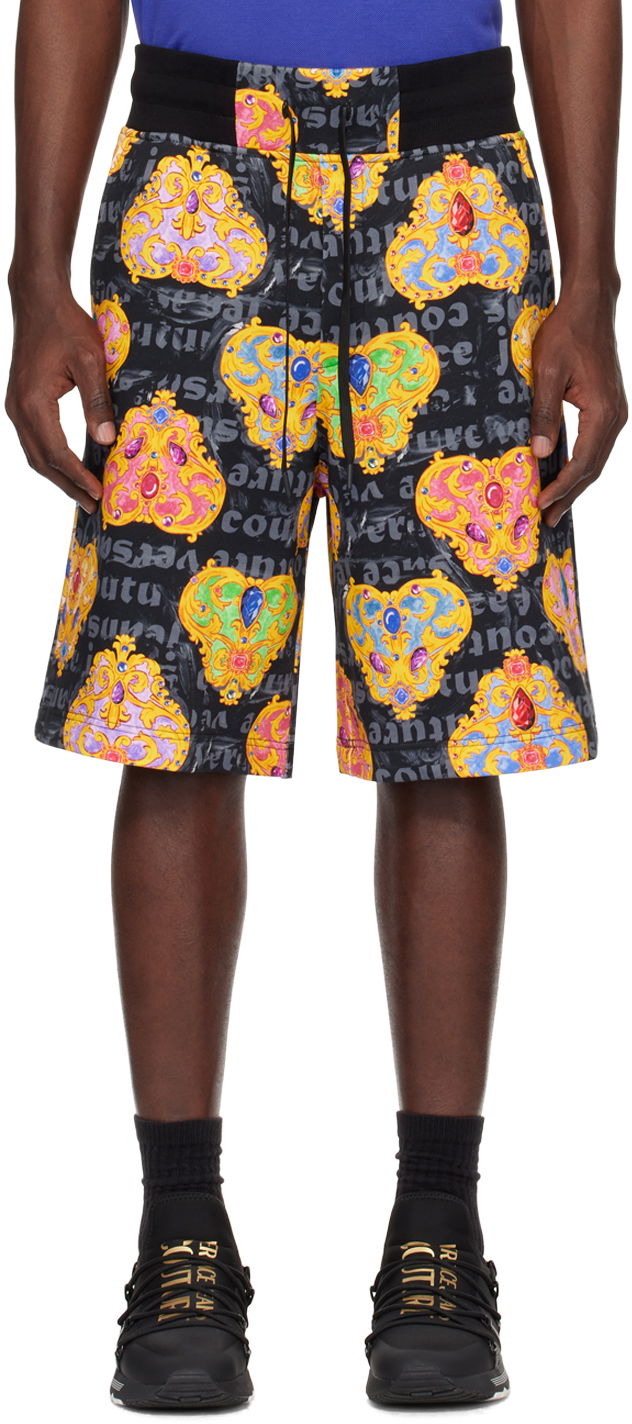 Šortky Versace Couture Black & Gold Heart Couture Shorts Rôznofarebný | E76GAD3B0_EFS149, 0