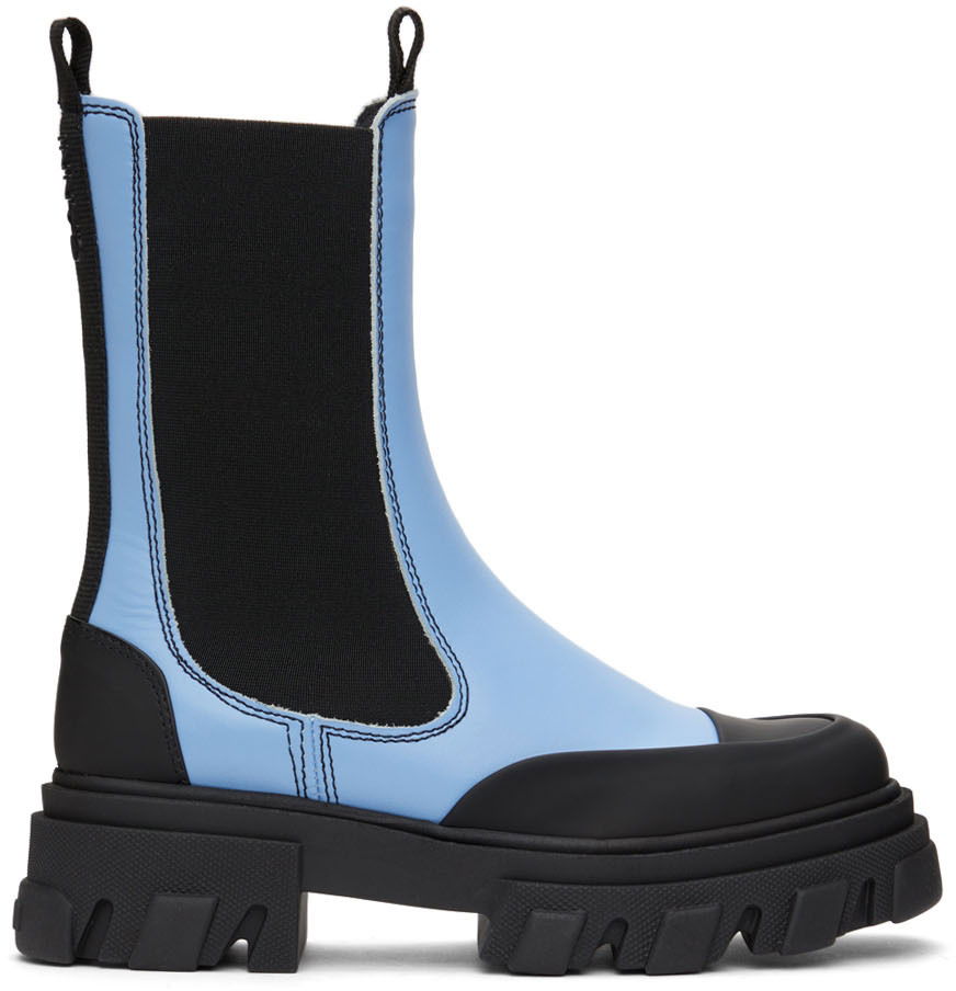 Oblečenie GANNI GANNI Leather Chelsea Boots Modrá | S1696, 0