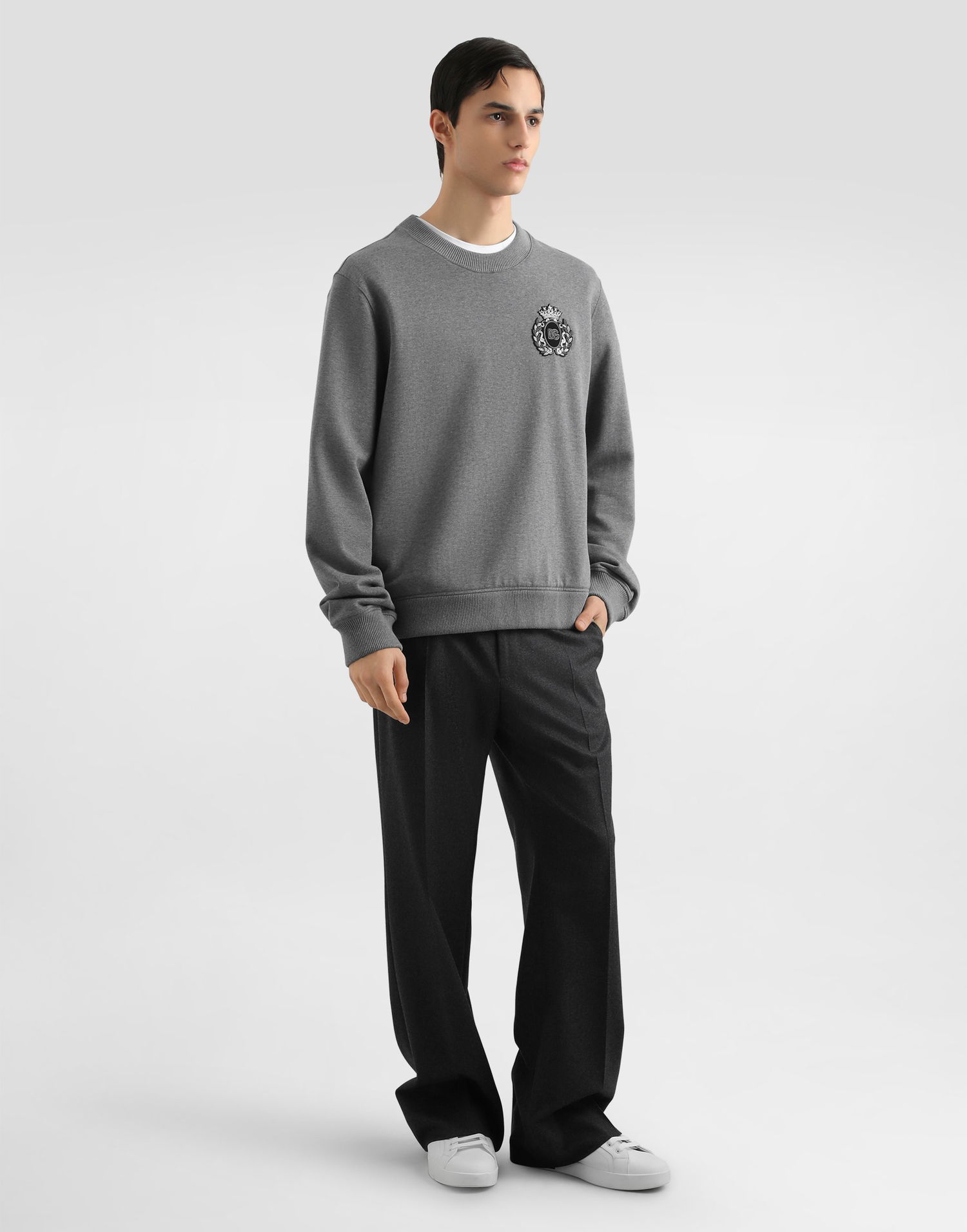 Sveter Dolce & Gabbana Dolce & Gabbana Heraldic Patch Sweatshirt Šedá | G9ABJZG7PJ7S8291, 1