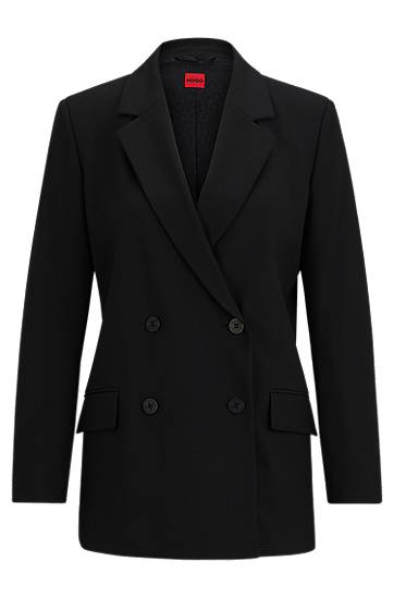 Bunda BOSS Relaxed-Fit Double-Breasted Stretch Jacket Čierna | 50482092, 0