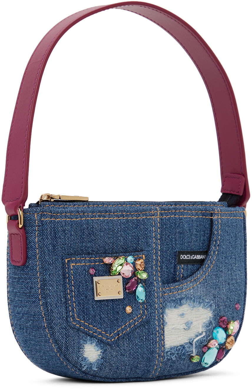 Kabelka Dolce & Gabbana Dolce&Gabbana Denim Crystal-Embellished Shoulder Bag Modrá | EB0242 A4805, 1