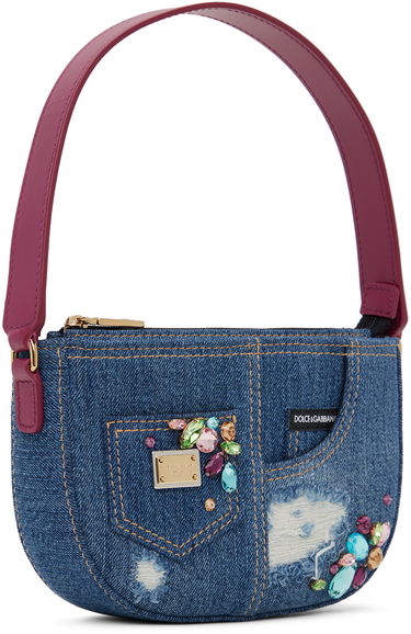 Kabelka Dolce & Gabbana Dolce&Gabbana Denim Crystal-Embellished Shoulder Bag Modrá | EB0242 A4805, 1