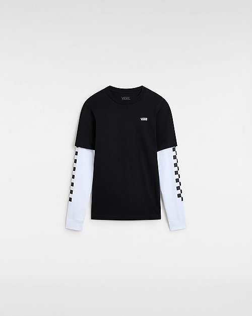 Tričko Vans Vans Kids Long Check Twofer T-shirt Čierna | VN0A49OYBLK
