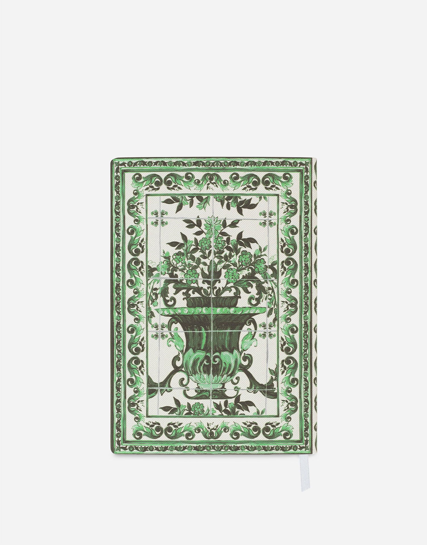 Kniha a časopis Dolce & Gabbana Medium Blank Notebook with Ornate Floral Vase Tile-Print Textile Cover Zelené | TCC025TCAE7UV003, 1