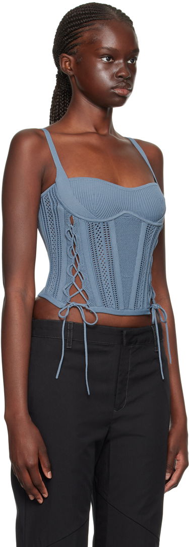 Tielko Dion Lee Dion Lee Laced Knit Tank Top Modrá | A7744F23, 1