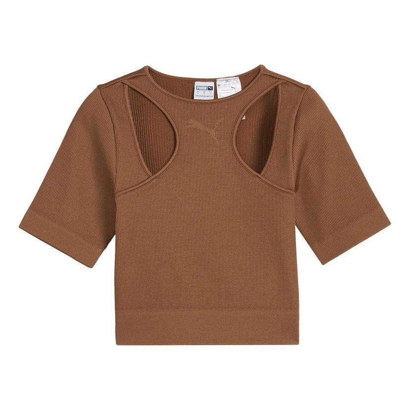Crop Top Puma Dare To Muted Motion Cutout T-Shirt Hnedá | 627875-82
