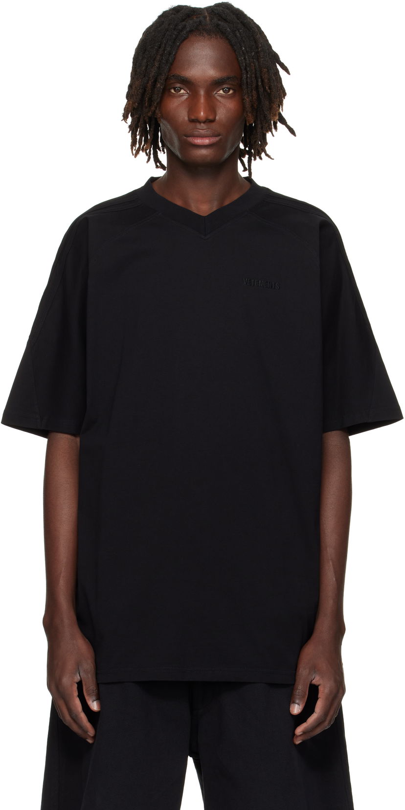 Tričko VETEMENTS Cut-Up V-Neck T-shirt Čierna | UH76TR260B