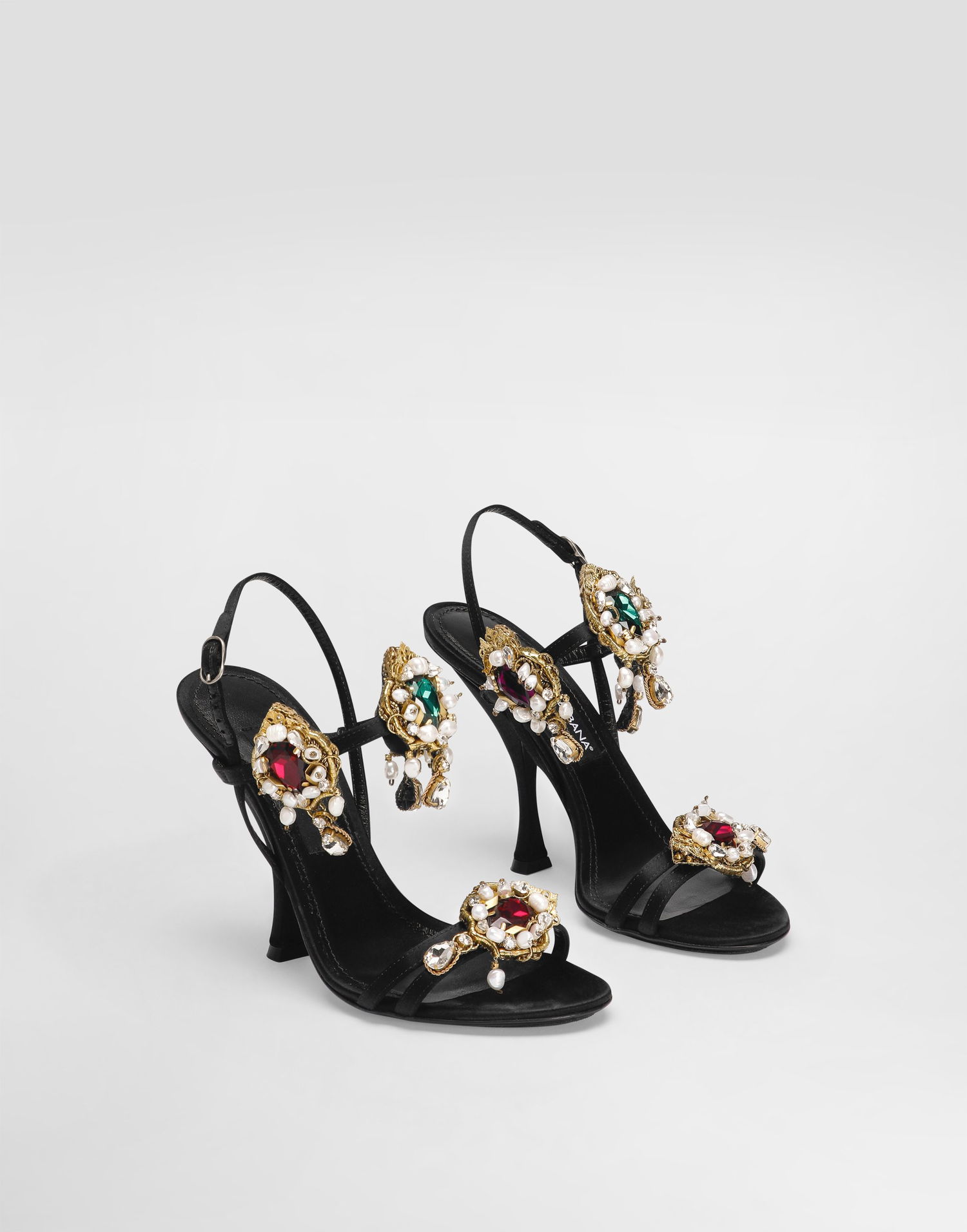 Doplnky Dolce & Gabbana Dolce & Gabbana Embroidered Satin Sandals Čierna | CR1934AX85280999, 1