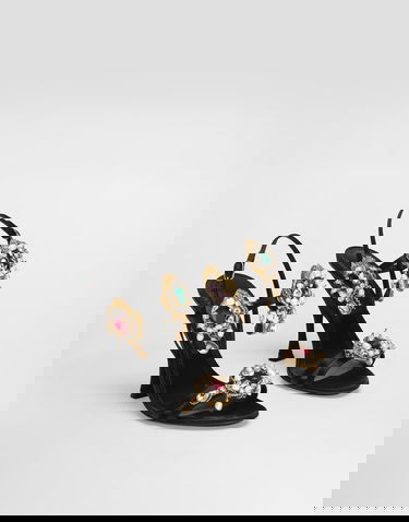 Doplnky Dolce & Gabbana Dolce & Gabbana Embroidered Satin Sandals Čierna | CR1934AX85280999, 1