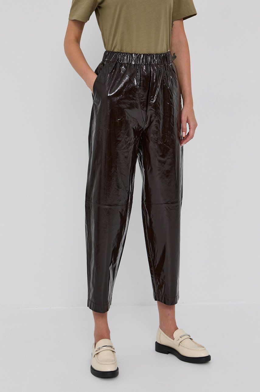 Nohavice Samsoe Samsoe Leather Pants Čierna | F21300162, 0