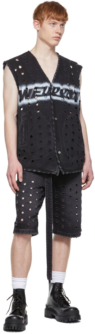 Vesta We11done Distressed Denim Vest Čierna | WD-DV1-22-361-M-WB, 3