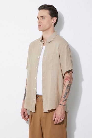 Košeľa A.P.C. A.P.C. Chemisette Bellini Linen Shirt, Regular Fit Béžová | LIAEK.H12551.BAA, 3