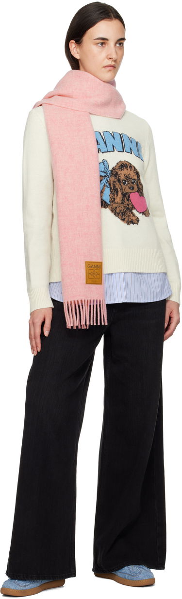 Šál GANNI Double Face Wool Solid Smooth Scarf Ružová | A6942, 3