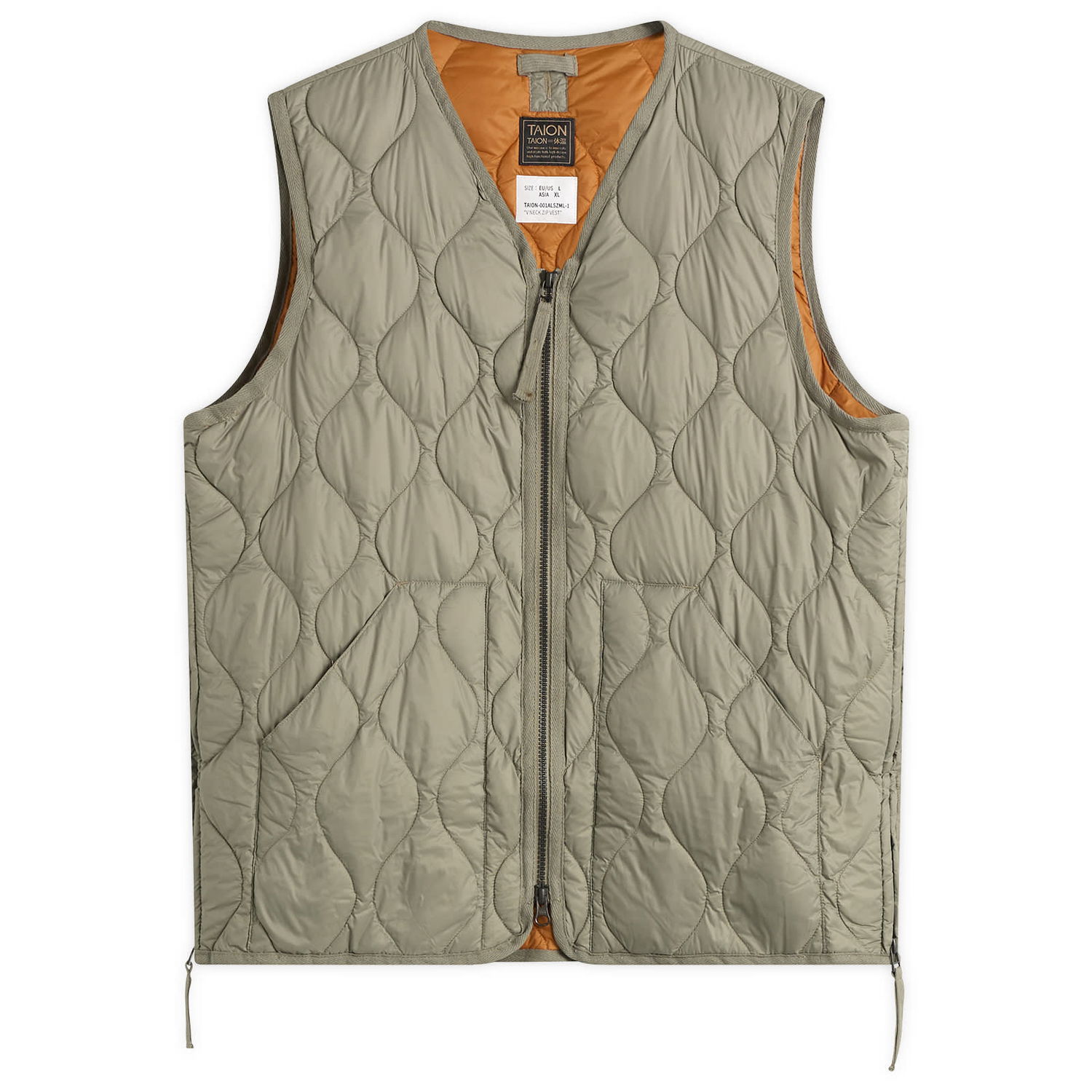 Vesta TAION Military V-Neck Zip Softshell Down Vest Zelené | TAION-001ALSZML-1-DSG, 0