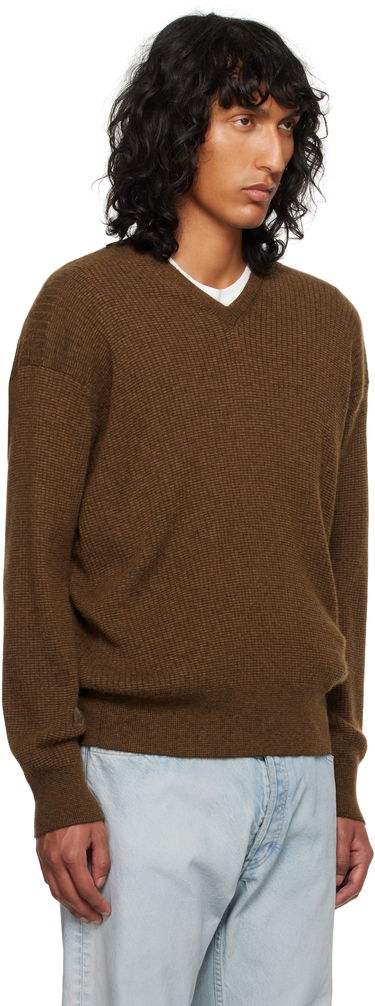 Sveter The Row Knitted V-Neck Sweater Hnedá | 830-Y363, 1