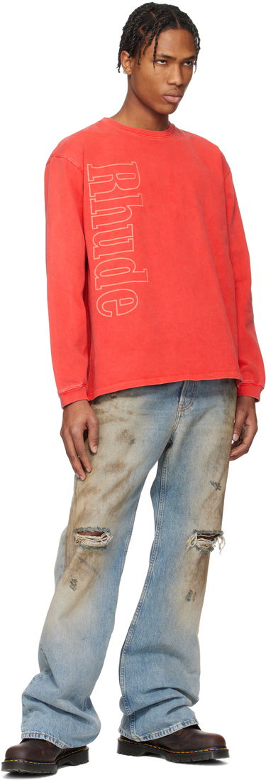 Mikina Rhude Rhude Side Logo Long Sleeve T-Shirt Červená | RHPS25TT13012, 3