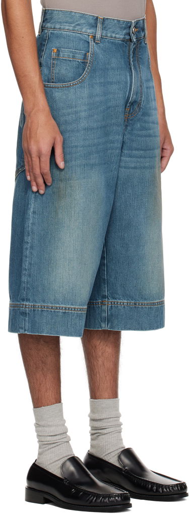 Šortky Palm Angels Palm Angels Curved Logo Denim Shorts Modrá | PMYC007S25DEN0014555, 1