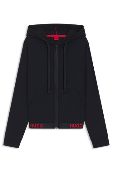 Mikina BOSS Relaxed-fit Hoodie with Logo Waistband by HUGO Čierna | 50520504, 0