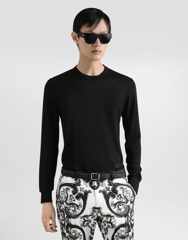 Sveter Dolce & Gabbana Dolce & Gabbana Silk Crewneck Pullover Čierna | GXX02ZJBSLVN0000, 3