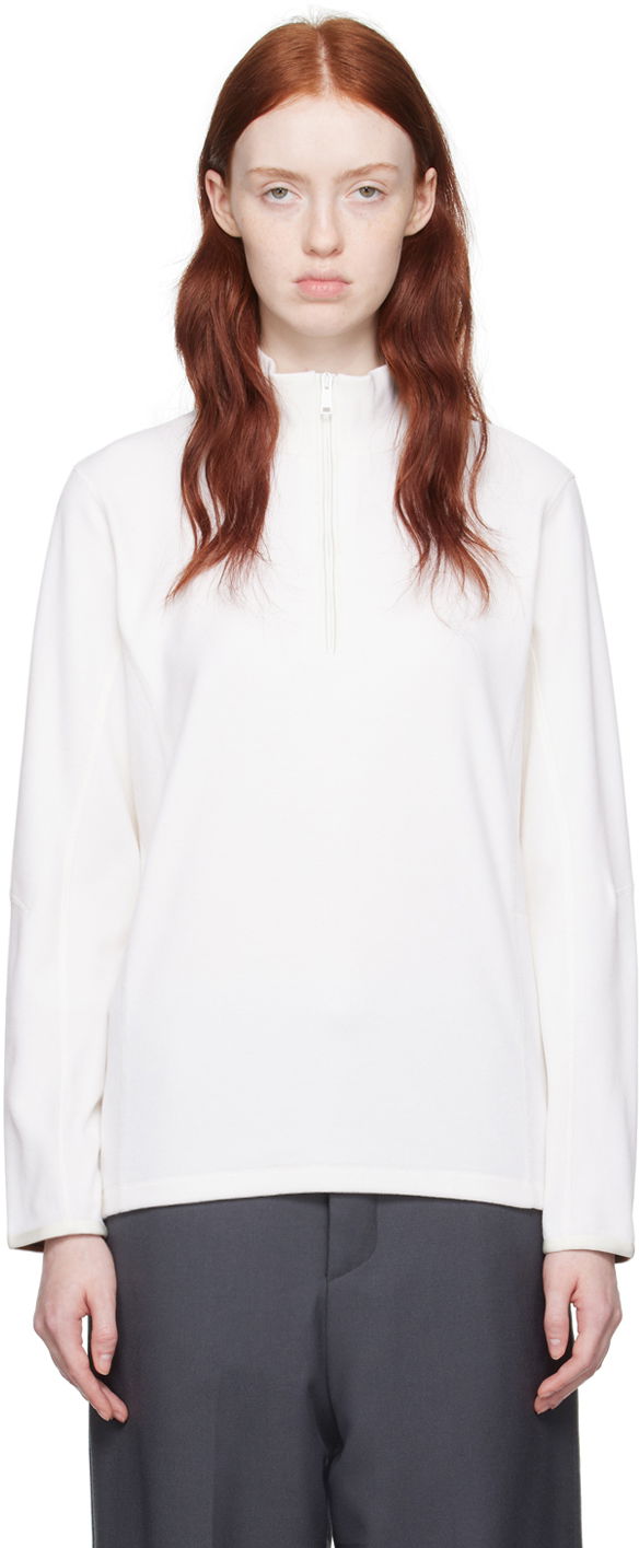 Sveter ZEGNA Quarter-Zip Long Sleeve Sweater Biela | UC545A6-CCT870, 0