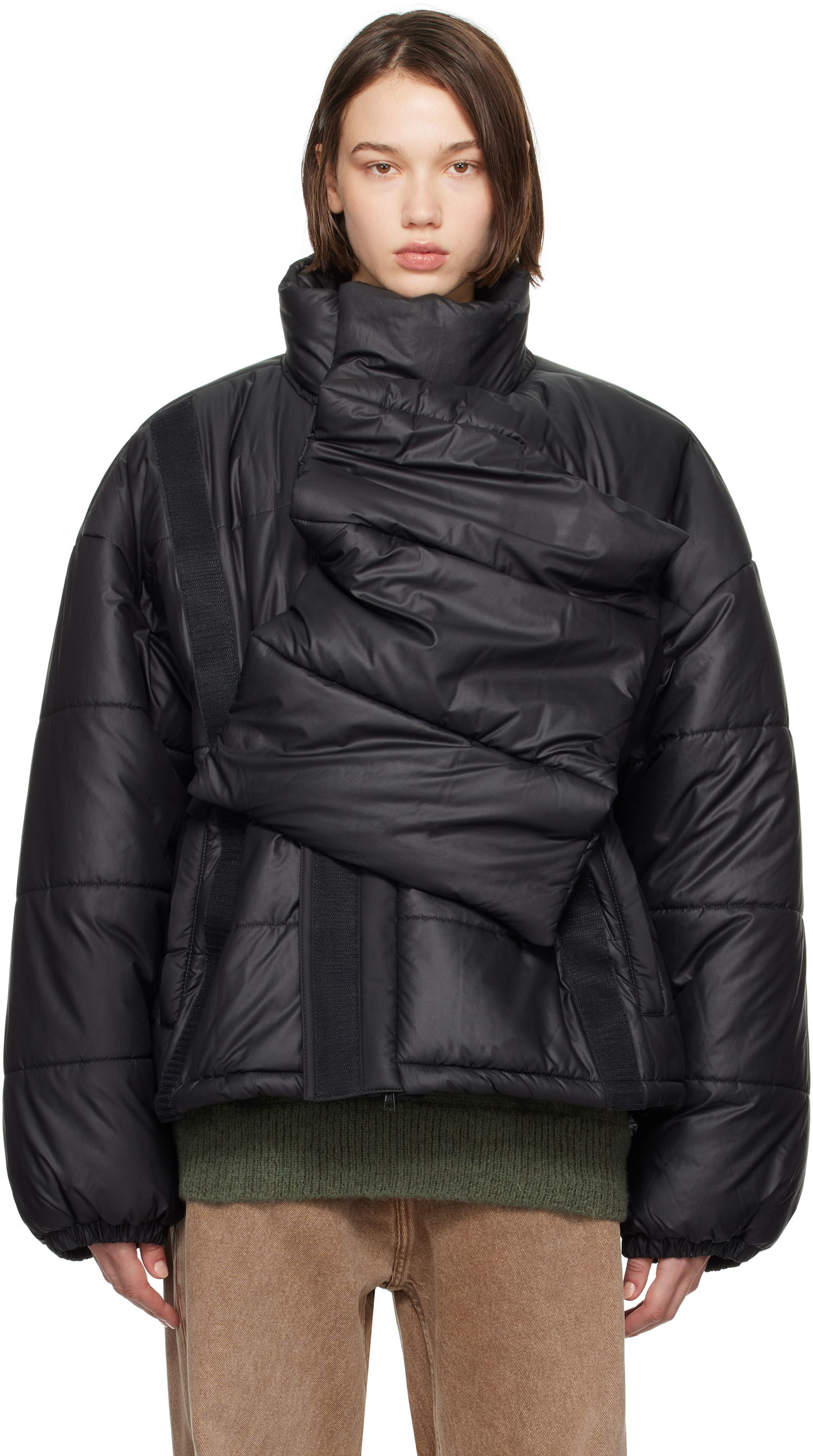 Prešívaná bunda Y/PROJECT Black Velcro Puffer Jacket Čierna | 203JA006, 0
